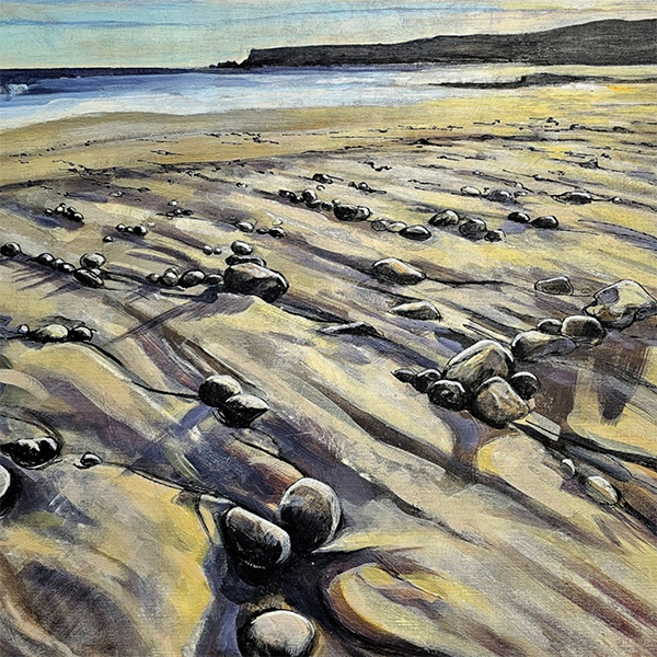 Cullen Beach in Sunlight, Painting by Fiona J Billing Herd.
