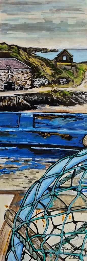 Dounie from Liberty, Portsoy. Painting by Fiona J Billing Smith.