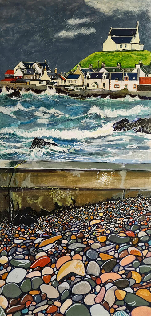 Finechty Behind Harbour, Painting by Fiona J Billing Smith.