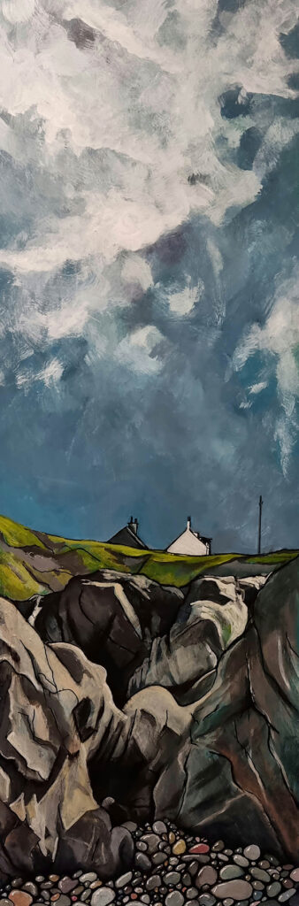 Portknockie from Green Castle (Full Size), painting by Fiona J Billing Smith.