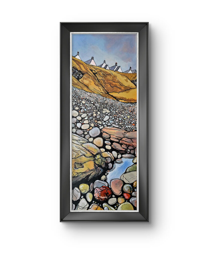 Portknockie from Three Creeks, framed.