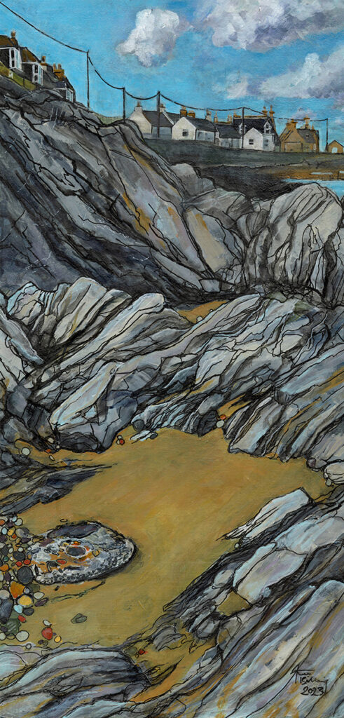 Rock Pools, Saneyne. Painting by FIona J Billing Smith.