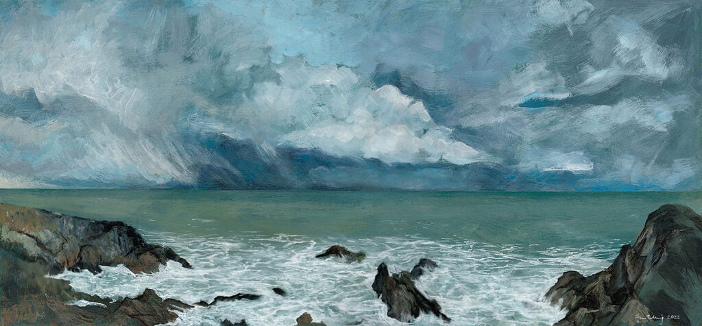 Storm Off Portknockie. Painting by Fiona J Billing Smith.