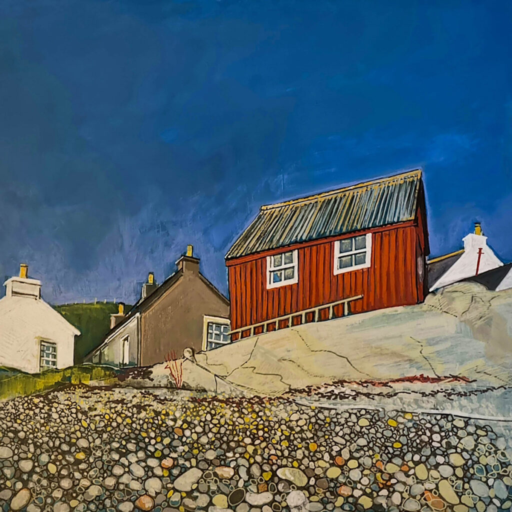 The Red Sheddie, Saneyne. Painting by Fiona J Billing Smith.