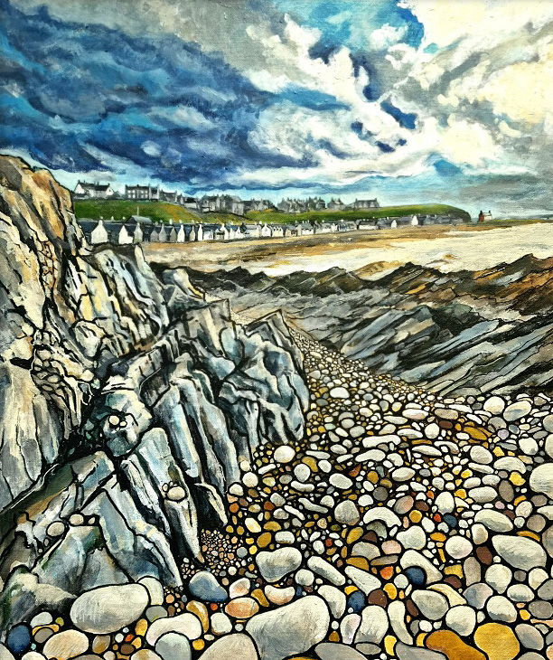 The Sloch from Strathlene. Painting by Fiona J Billing Smith.