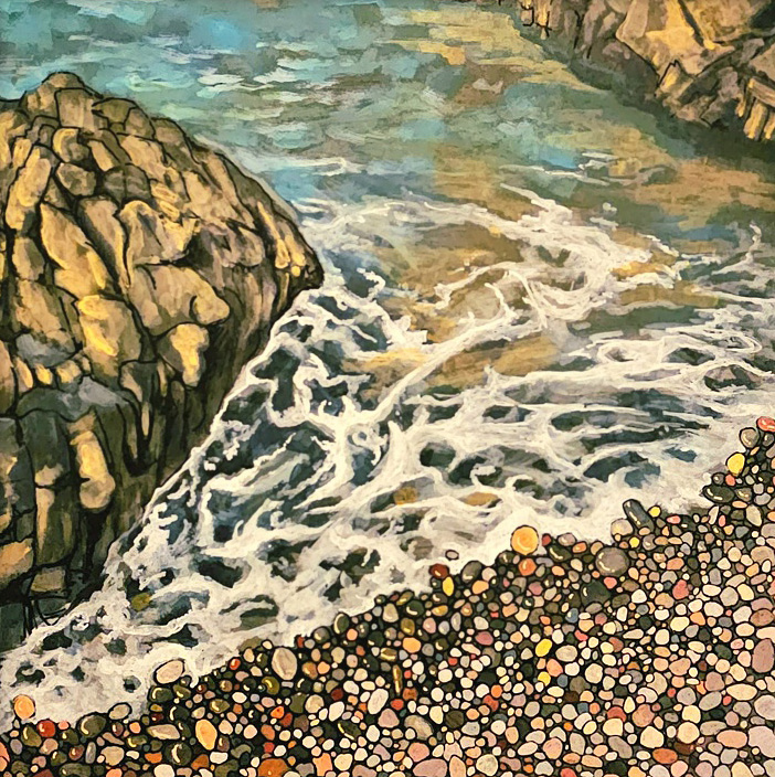 Three Creeks Shore. Painting by Fiona J Billing Smith.