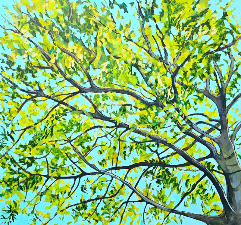 Through the Spring Leaves. Painting by Fiona J Billing Smith.